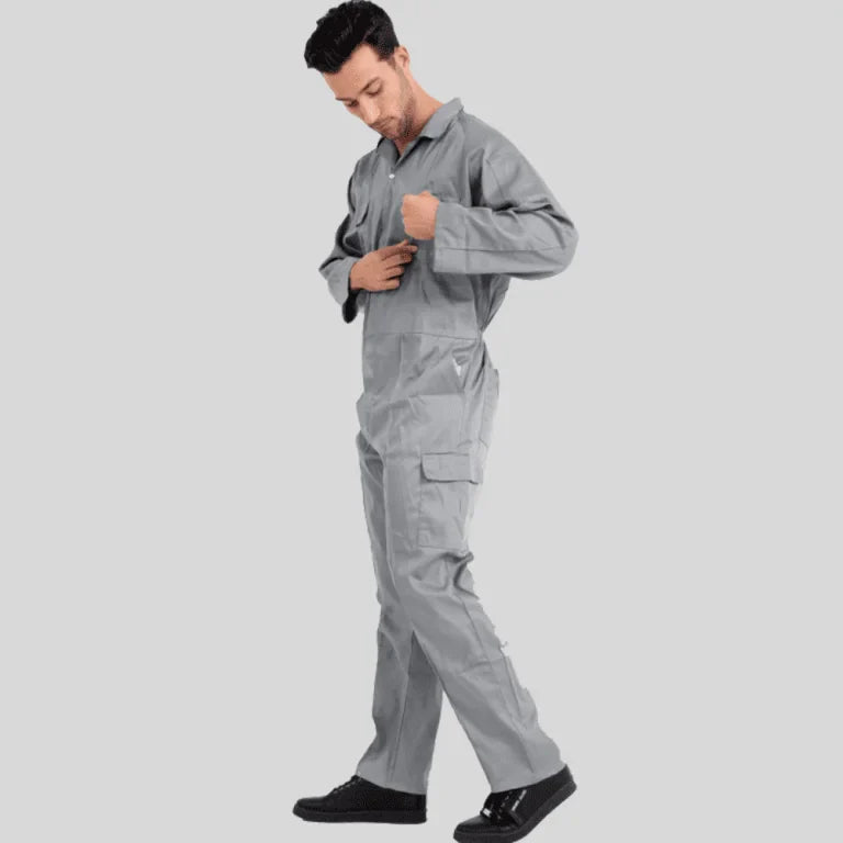 Economical Low Price Industrial Coverall Uniform Without Tape Gray 100 Percent Cotton 200 GSM in Pakistan